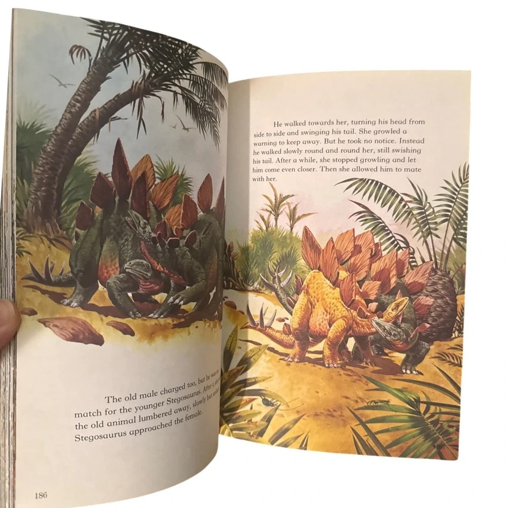 Dinosaurs Prehistoric Creatures Vintage Childrens Book Illustrated Hardcover